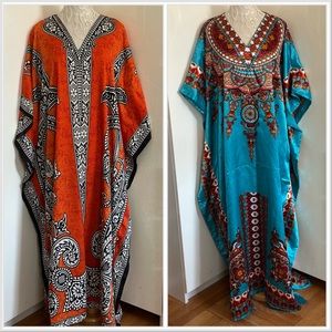 NWT EUC 2 EY Signature Maxi Caftan Mumu Beach Covers Dresses OSFA